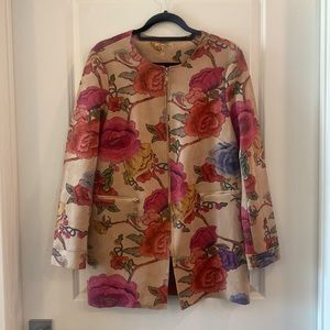 Sweet Miss Tan Floral Faux Suede Zip Up Jacket
